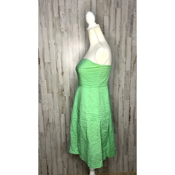 J. Crew Women's Strapless Green Pleated Knee‎ Length Dress Size 4 - Picture 5 of 5